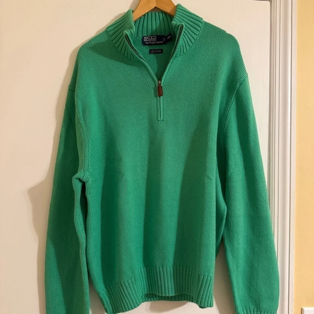 Polo Ralph Lauren men quarter zip pullover sweater XXL 85% COTTON 15% cashmere
